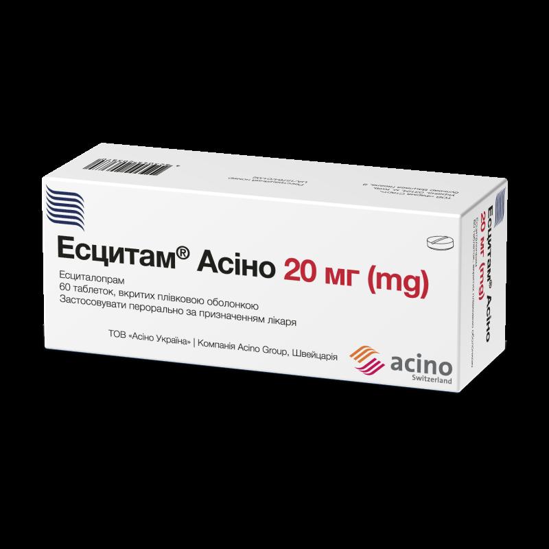 ЕСЦИТАМ® АСІНО таблетки, вкриті плівковою оболонкою, по 20 мг №60